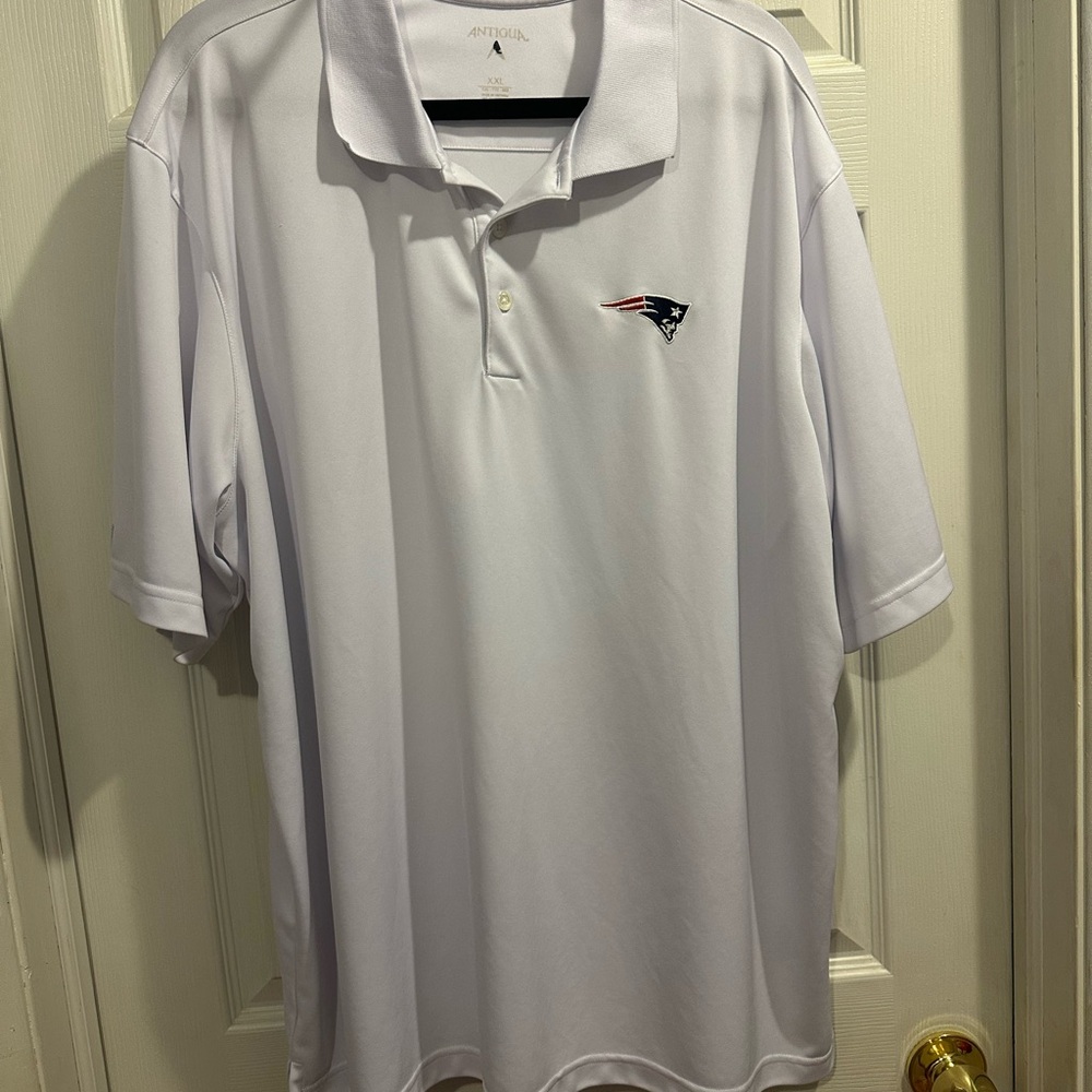 Antigua Men's White Polo Shirt NFL logo NE Patriots 2XL